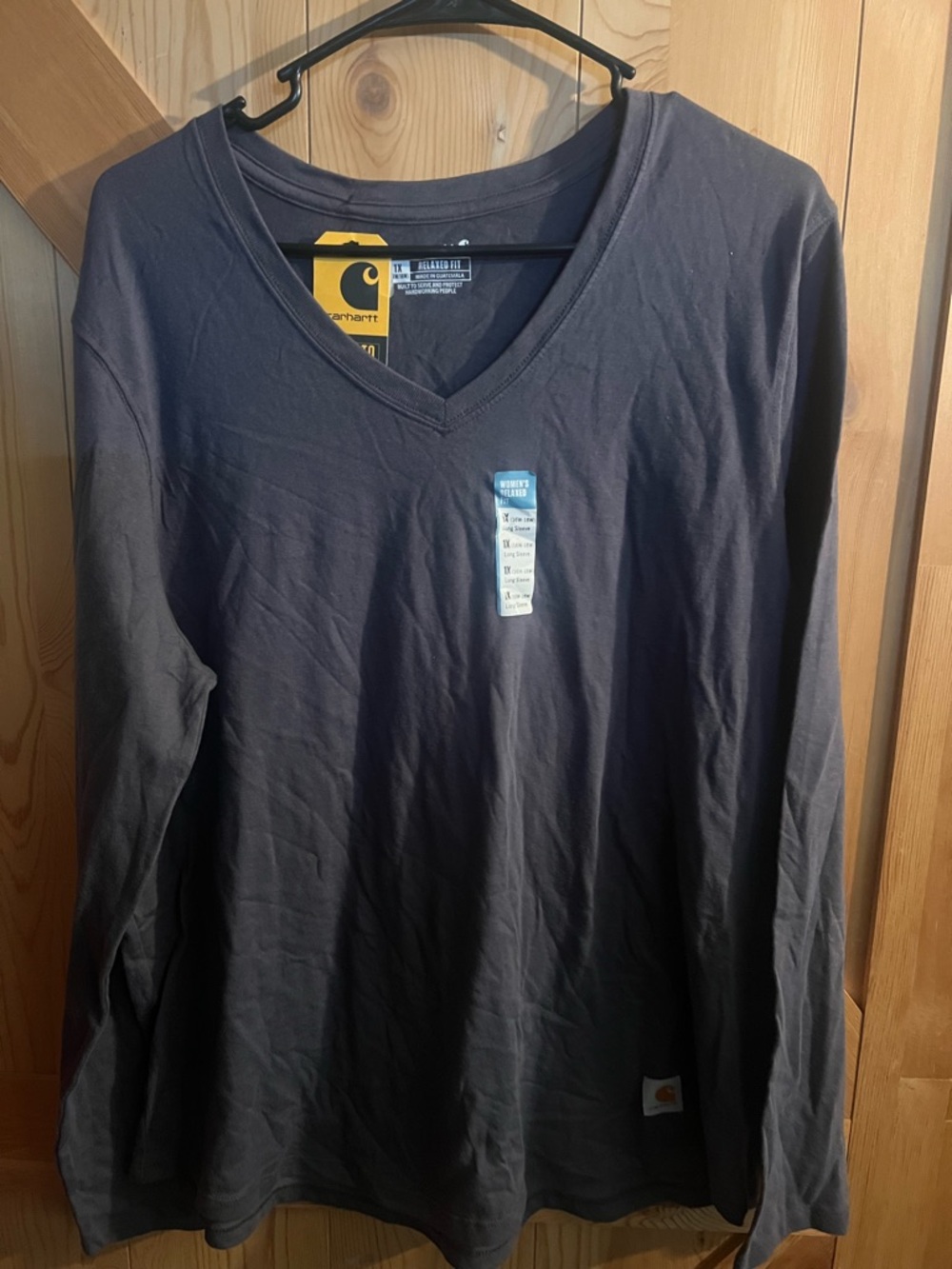 Carhartt Long Sleeve V-Neck Tee in Charcoal Gray